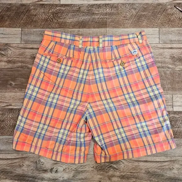 SOUTHERN TIDE SKIPJACK 9 INCH SHORTS PLAID SIZE 34 PASTEL BEACH GOLF COTTON - Picture 4 of 11